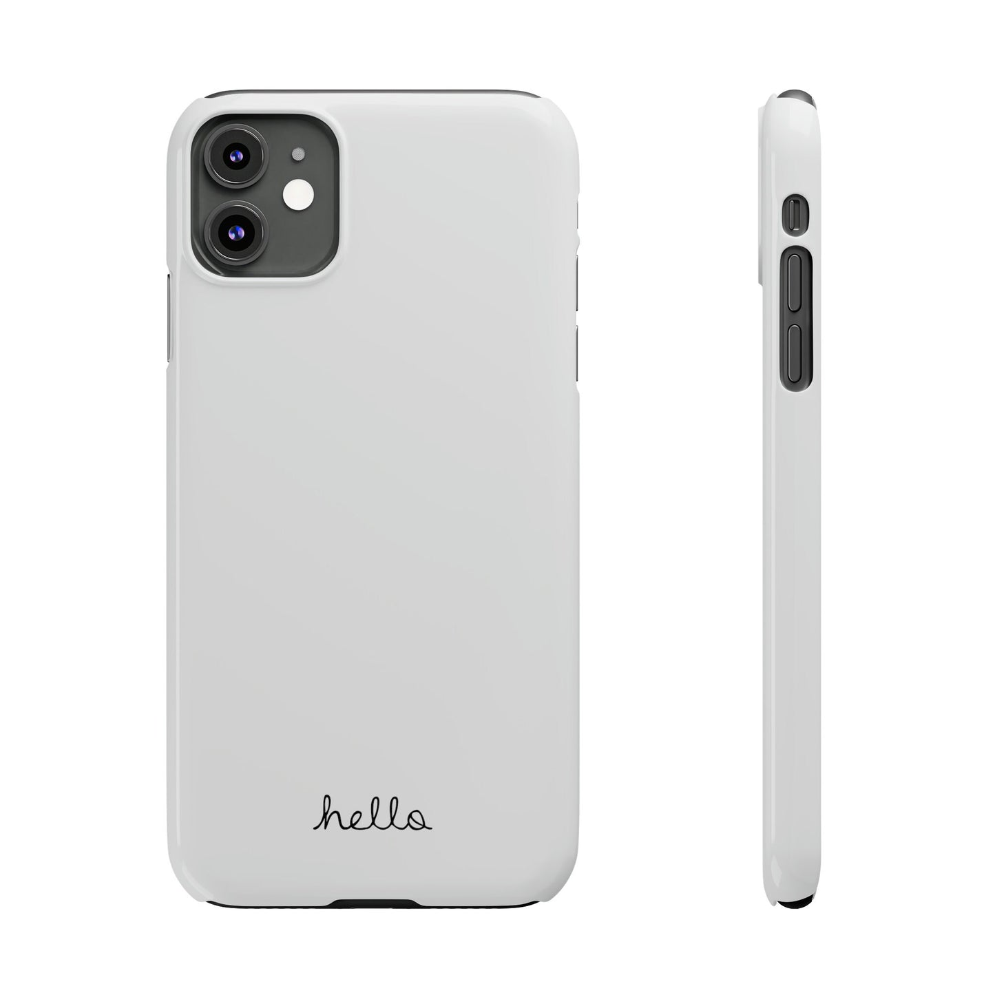 Minimalist iPhone Hello Case White iPhone 14, 13, 12, 11, X (Pro, Slim, Mini, MAX and Plus)