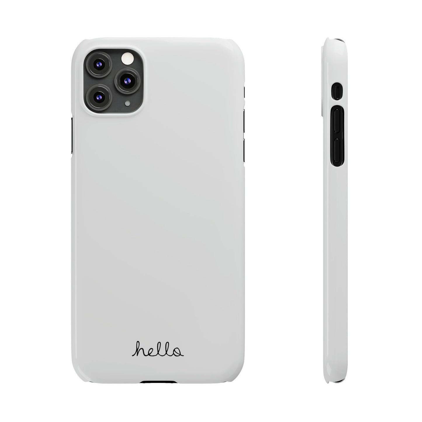 Minimalist iPhone Hello Case White iPhone 14, 13, 12, 11, X (Pro, Slim, Mini, MAX and Plus)