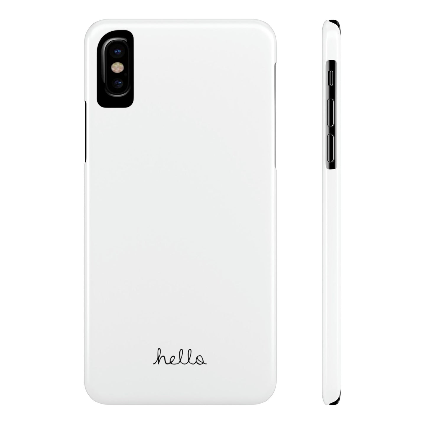 Minimalist iPhone Hello Case White iPhone 14, 13, 12, 11, X (Pro, Slim, Mini, MAX and Plus)