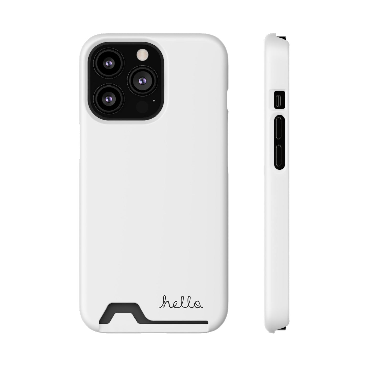 Minimalist iPhone Hello Case with Cardholder Black iPhone 12, 13 (Pro and Plus), Samsung Galaxy S21 S22 (Plus and Ultra)