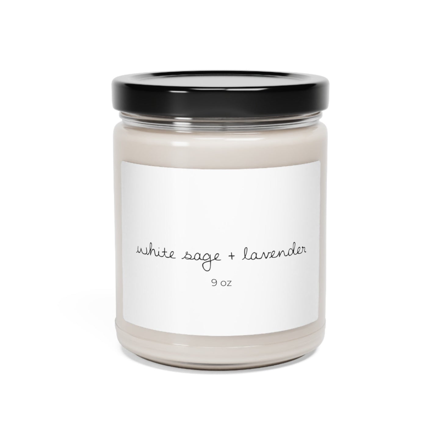 Minimalist Black & White White Sage and Lavender Scented Soy Candle, Monochrome Candle Set, 9oz