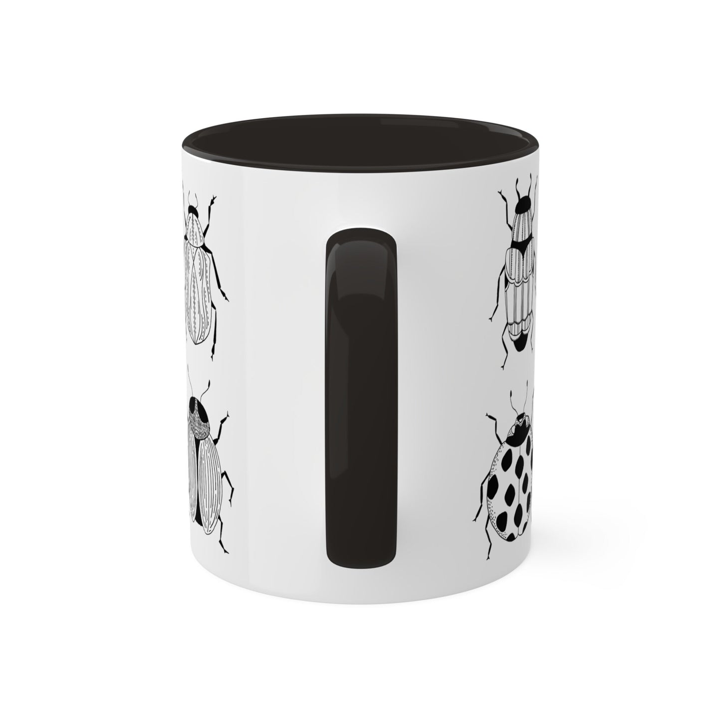 Minimalist Luxury Bug Noir Mug, Black & White Ceramic Tea Cup, Modern Monochrome Espresso