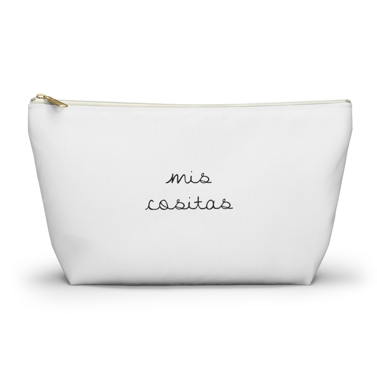 Minimalist Mis Cositas White Accessory Pouch | Black & White T-Bottom Bag