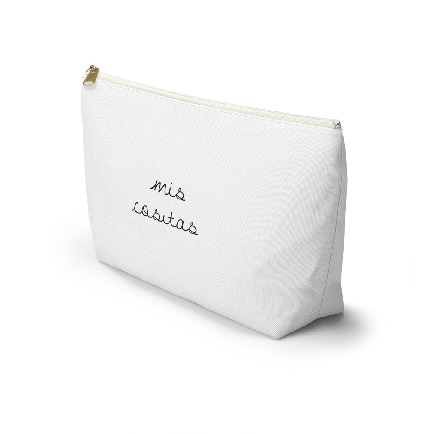 Minimalist Mis Cositas White Accessory Pouch | Black & White T-Bottom Bag