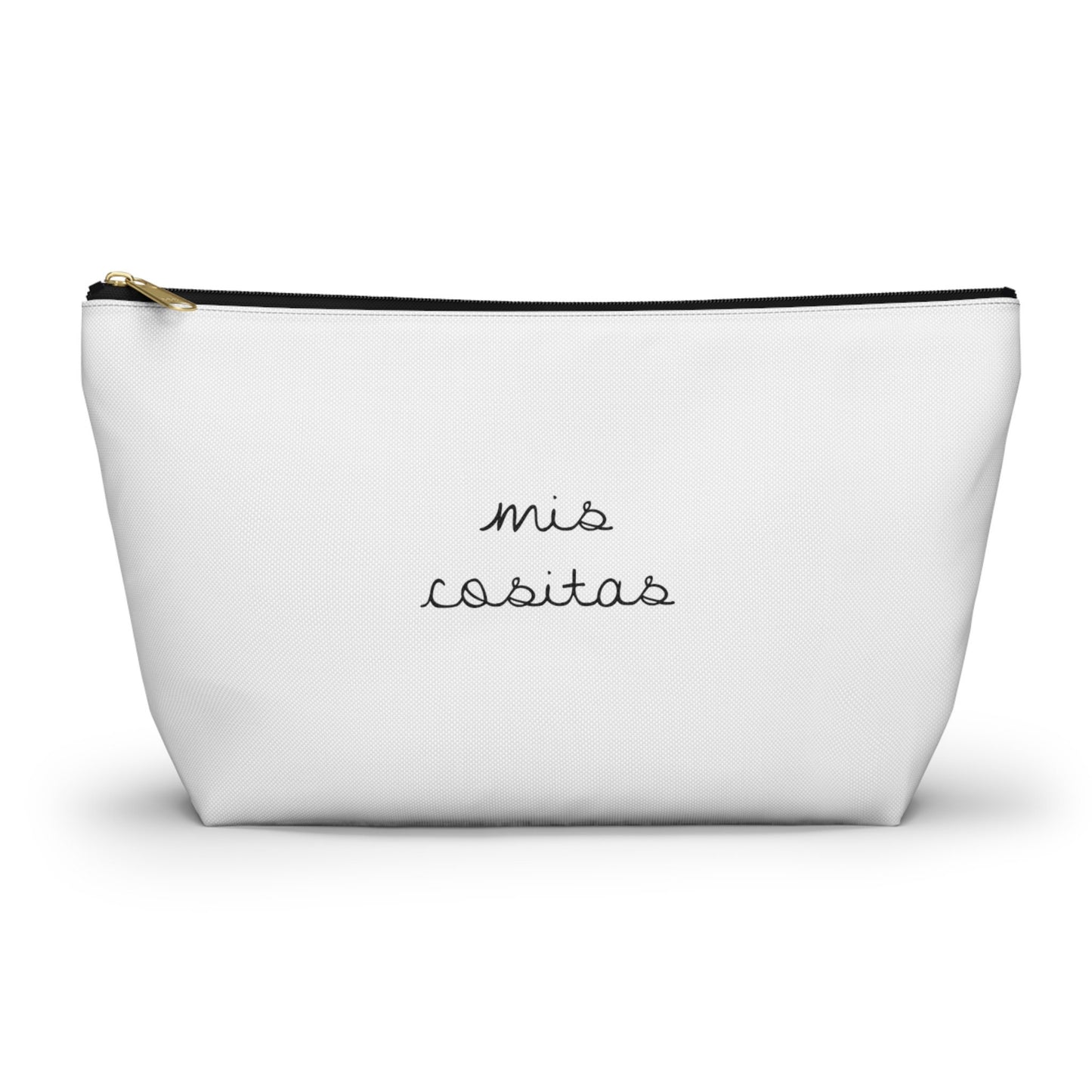 Minimalist Mis Cositas White Accessory Pouch | Black & White T-Bottom Bag