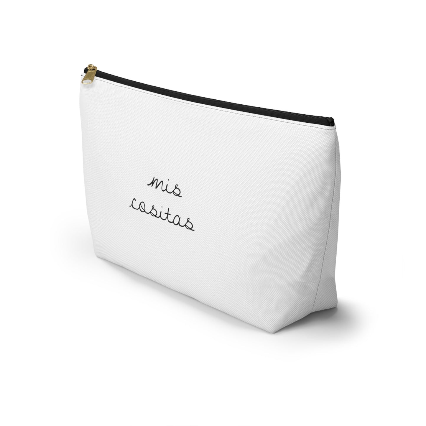 Minimalist Mis Cositas White Accessory Pouch | Black & White T-Bottom Bag