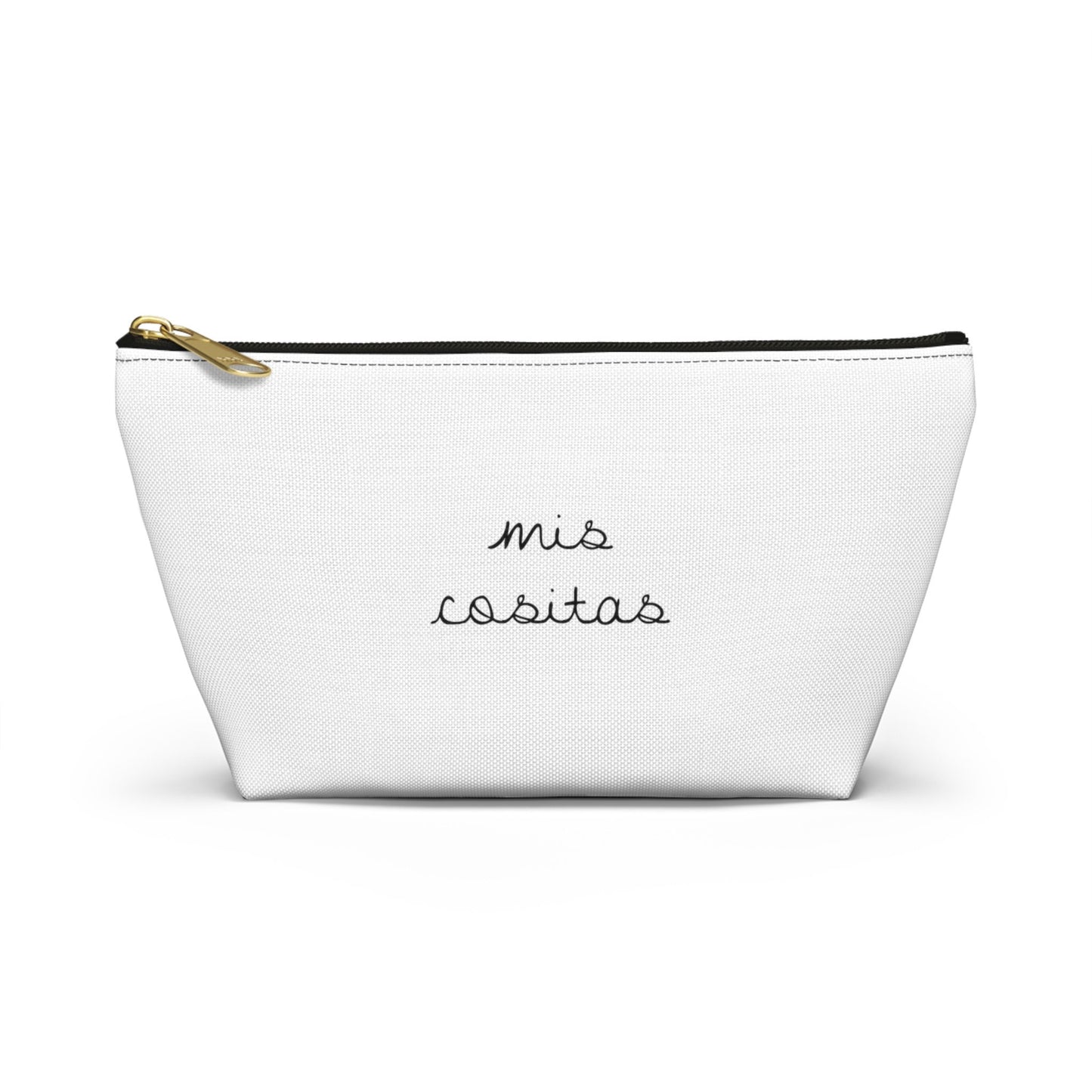 Minimalist Mis Cositas White Accessory Pouch | Black & White T-Bottom Bag