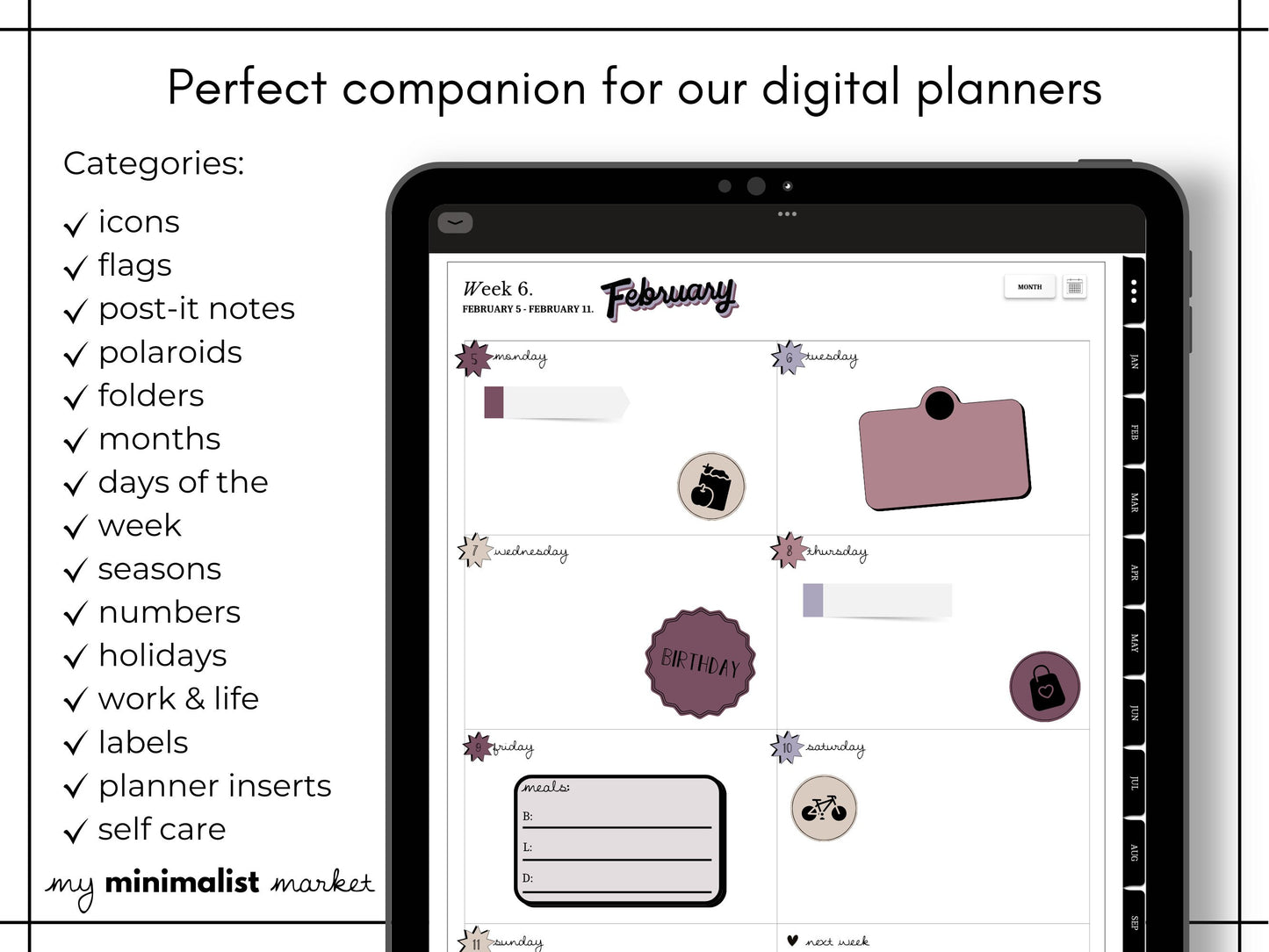 Everything Sticker Set "Lavender Collection", Digital Planning & Bujo, Labels, Seasons, Holidays, Self Care, Icons and Post-its, Precropped