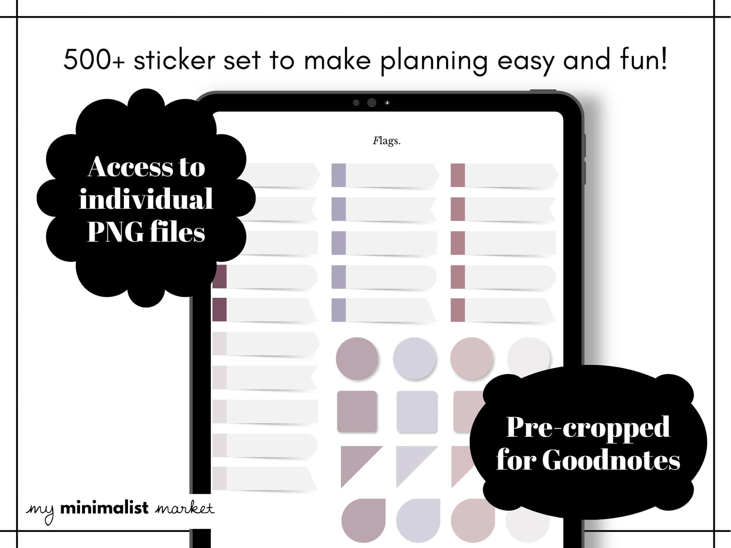 Everything Sticker Set "Lavender Collection", Digital Planning & Bujo, Labels, Seasons, Holidays, Self Care, Icons and Post-its, Precropped